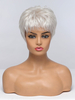 Perruques de Cheveux Humain Femme Courtes Invisibles avec Franges Gris