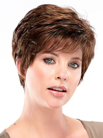 Perruques de Cheveux Humains Courte avec Franges Frisés Marron Perruques des Femmes