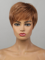 Perruques de Cheveux Humains Courte avec Franges Raide Marron Perruques des Femmes