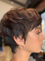 Perruques de Cheveux Humains Courtes Frisées Unicolore Perruques des Femmes Marron