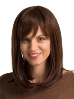 Perruques de Cheveux Humains Femme avec Franges Frisées Unicolore Marrons Perruque des Femmes Invisibles