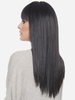 Perruques de Cheveux Humains Femme avec Franges Raide Noir Perruques des Femmes Invisible