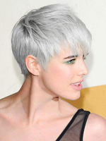 Perruques de Cheveux Humains Femme Courte Raide Unicolore