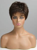 Perruques de Cheveux Humains Femme Courtes Frisés Unicolore avec Franges