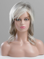 Perruques de Cheveux Humains Femme Mi-longues Unicolore avec Franges