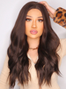 Perruques de Cheveux Humains Longs Frisés avec Franges Unicolore Marron Invisibles Perruques Femme