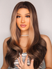 Perruques de Cheveux Humains Longs Frisés avec Franges Unicolore Marron Invisibles Perruques Femme