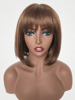 Perruques de cheveux humains perruques de cheveux brun foncé avec des franges