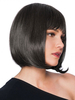 Perruques de Cheveux Humains Perruques Des Femmes avec Franges Frisés Unicolore Noir Invisible
