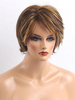 Perruques de cheveux humains pour femme Brun clair Cheveux mixtes ébouriffés Casual Perruques courtes de cheveux humains