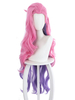 Perruques de cosplay de combinaison de fibre résistante à la chaleur rose chaude rose