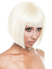 Perruques femmes Bob Perruques de cheveux synthétiques droites blanches écrues avec frange émoussée
