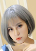 Perruques femmes courtes de cheveux synthétiques gris Bobs