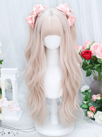 Perruques Lolita à la mode Harajuku accessoires Lolita en fibre longue résistante à la chaleur abricot léger