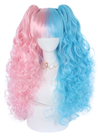 Perruques Lolita douces 66cm-95cm Fibre résistante à la chaleur Accessoires Lolita bleu cyan
