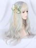 Perruques Lolita douces; noeuds gris clair; ceinture en fibre de crochet; accessoires Lolita