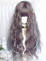 Perruques Lolita Style ROCOCO longues fibres résistantes à la chaleur bleu gris accessoires