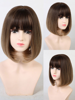 Perruques moyennes Perruques synthétiques Brun clair Droite Rayonne Moyenne Perruque moyenne pour les femmes
