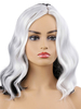 Perruques moyennes Perruques synthétiques Perruques pour femmes Noir Blanc Partant le côté Fibre résistante à la chaleur Perruque moyenne pour femme