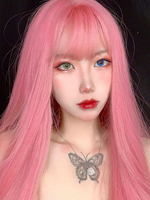 Perruques roses de cheveux de Lolita de fibre résistante à la chaleur de perruques roses de Lolita Déguisements Halloween