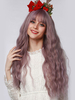 Perruques Synthétique Longue Femme Violet Frisées avec Franges Invisible Perruques des Femmes