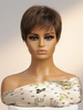 Perruques Synthétiques Brun Café Droite Cheveux Mixtes Perruque Courte Ébouriffée Pour Les Femmes