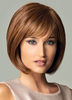 Perruques Synthétiques Courte Femme Invisible Frisé avec Frange Marron Claire Uncolore Invisible Perruque Femme