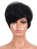 Perruques Synthétiques Courtes Frisées avec Franges Unicolore Noir Perruque Femme