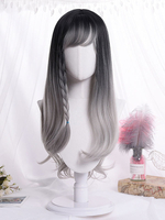 Perruques Synthétiques Femme avec Franges Bicolores Invisibles