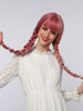 Perruques Synthétiques Femme avec Franges Longue Rosé Frisés Bicolores Perruques des Femmes