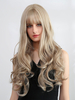 Perruques Synthétiques Femme Longue avec Franges Blonde Frisés Unicolore Perruques des Femmes