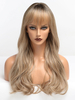 Perruques Synthétiques Femme Longue Frisés avec Franges Invisible Unicolore Perruque Femme