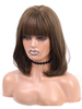 Perruques Synthétiques Femme Mi-longue Frisés avec Franges Unicolore Invisibles Perruque Femme
