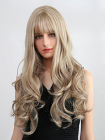 Perruques synthétiques Full Light Brown Curls Longs Perruque Rayonne Casual