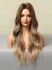 Perruques Synthétiques LonguesFemme Invisibles Frisés Marron Clair Bicolores Perruques Synthétique Femme
