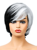 Perruques synthétiques noir blanc vague naturelle fibre résistante à la chaleur ébouriffé court perruque courte pour femme pour femme