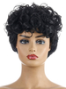 Perruques synthétiques noires boucles de volume complet perruque courte en fibre résistante à la chaleur ébouriffée pour femmes