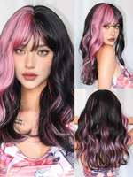 Perruques synthétiques noires bouclées en fibre résistante à la chaleur perruque courte moyenne en couches pour filles pour femmes