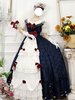 Personnalisé Doux Lolita OP Robe Blanche-Neige Imprimé Floral Manches Courtes Neverland Arcs Volants Blanc Tea Party Lolita One Piece Robes