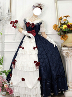 Personnalisé Doux Lolita OP Robe Blanche-Neige Imprimé Floral Manches Courtes Neverland Arcs Volants Blanc Tea Party Lolita One Piece Robes