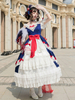 Personnalisé Doux Lolita OP Robe Neverland Blanche Neige Imprimé Floral Blanc Cascade Volants À Manches Courtes Polyester Dentelle Lolita One Piece Robes