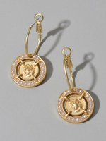 Pièce dor pendante boucles doreilles gaufrage femmes bijoux cadeau pour elle