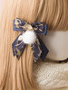 Pince à cheveux Kimono Lolita Epingle à cheveux Pol Pom Bow Fan Lolita bleue Déguisements Halloween