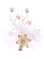 Pince à cheveux perle fleurs blanches