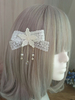 Pince à Cheveux Sweet Lolita Accessoire de Cheveux Lolita Blanc Ecru Brodé Perlé Floral Déguisements Halloween