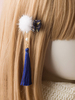 Épingle à cheveux Sweet Lolita Pom Pom Pearl Tassel Bow Accessoire de cheveux Lolita Bleu Déguisements Halloween
