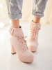 Pink Lolita Bottes PU Cuir Round Toe Heel Chunky Tops Low Tops Lolita Footwear
