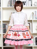Pink Lolita Jupe Sweet Cupcake imprimé jupe Lolita Ruffles garniture Déguisements Halloween