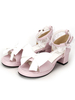 Pink Lolita sandales Square talons Lace Trim cheville sangle Bow Decor Déguisements Halloween