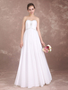 Plage robe de mariée bretelles en mousseline de soie Robes de bal Long perles chérie décolleté étage longueur robe de mariée d